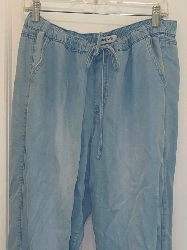 Nine West Women’s Denim Pants With Elastic Waist & Ankles, Size L